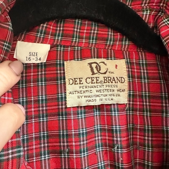 Dee Cee Shirt VTG Plaid Sawtooth Western Sz M 60s Cobain Grunge Red Chri… - Picture 3 of 6